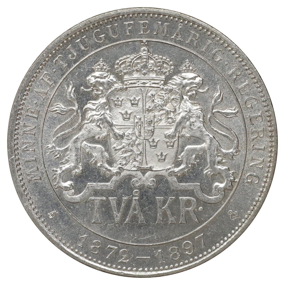 Sweden 1897 Jubilee 2 Kroner Gem Brilliant Uncirculated (MS65) $
