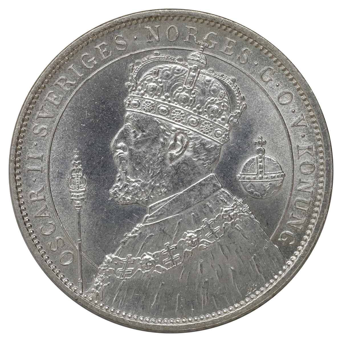 Sweden 1897 Jubilee 2 Kroner Gem Brilliant Uncirculated (MS65) $