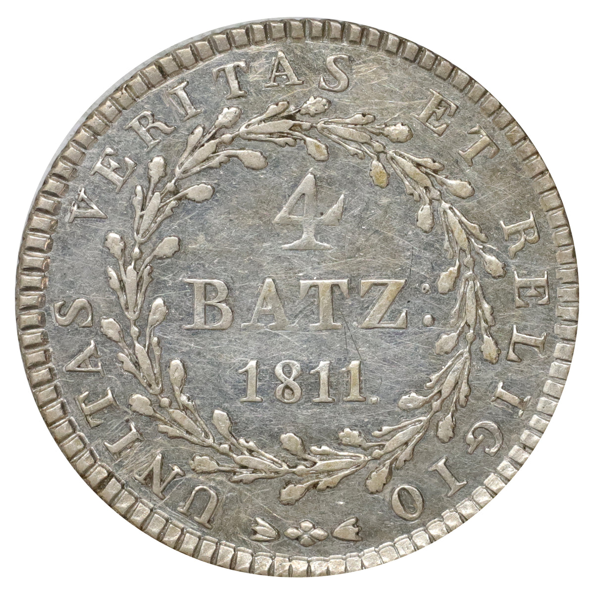 Swiss Cantons 1811 Uri 4 Batz Almost Uncirculated (AU50) $