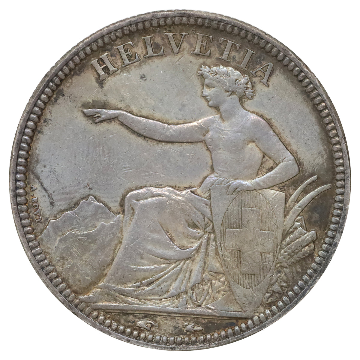 Switzerland 1851A 5 Franks EF-AU (EF45) $