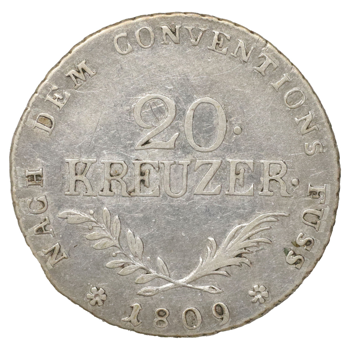 Austrian States 1809 Tyrol 20 Kreuzer Extra Fine (EF40) $