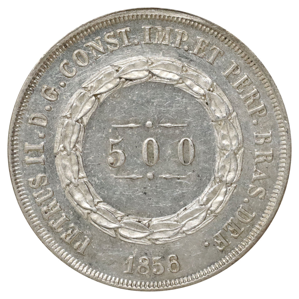 Brazil 1856 Pedro II 500 Reis UNC+ (MS62) $