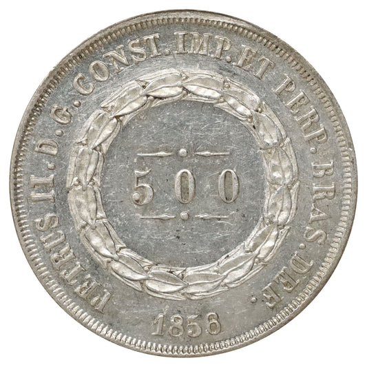 Brazil 1856 Pedro II 500 Reis UNC+ (MS62) $