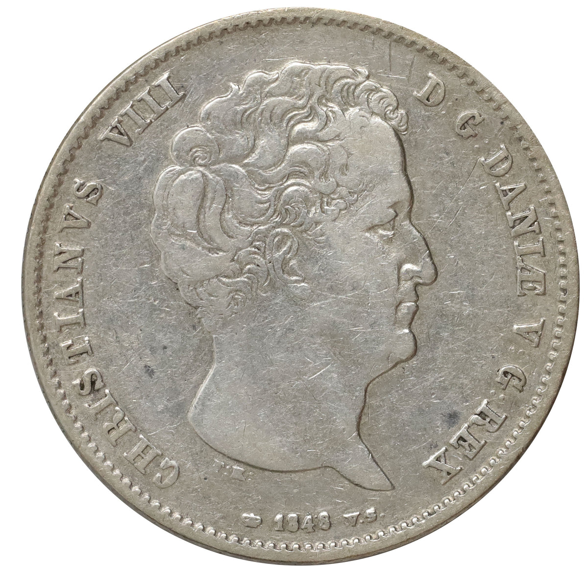Denmark 1848FKVS Christian VIII Rigsbankdaler/30 Schillings VF-EF (VF30) $