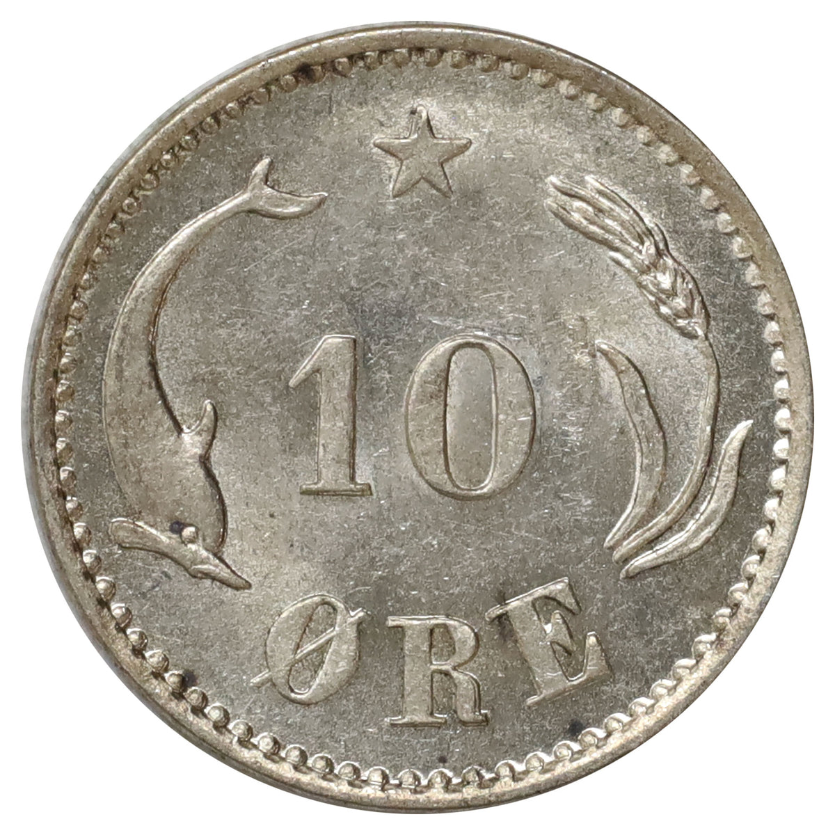 Denmark 1903VBP 10 Ore Brilliant Uncirculated (MS63) $