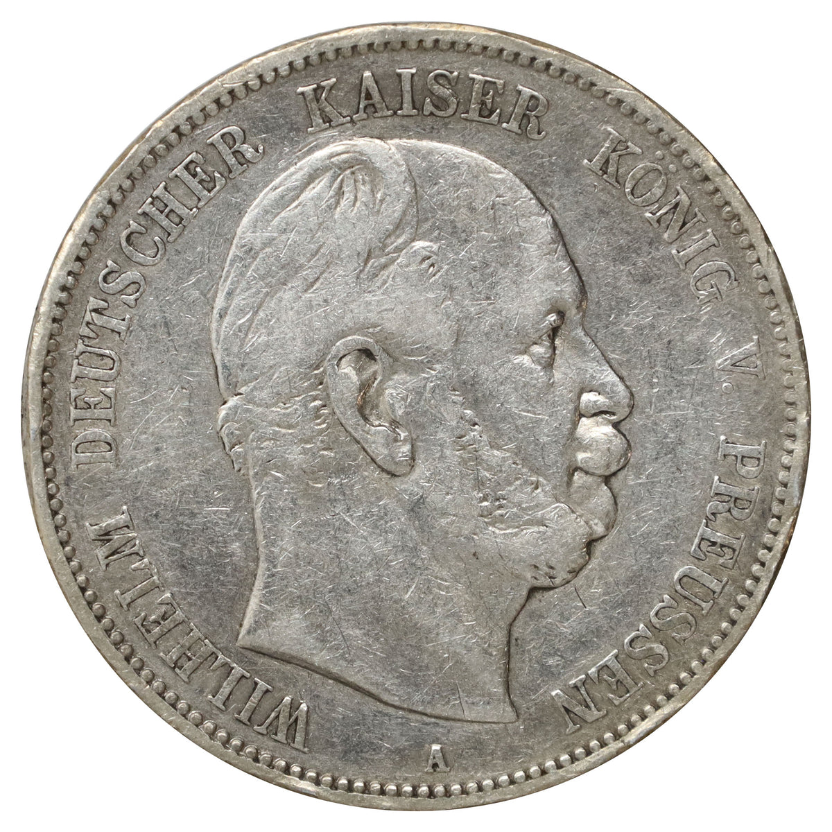 German States 1875A Prussia Wilhelm I 5 Marks Very Fine (VF20) (L)
