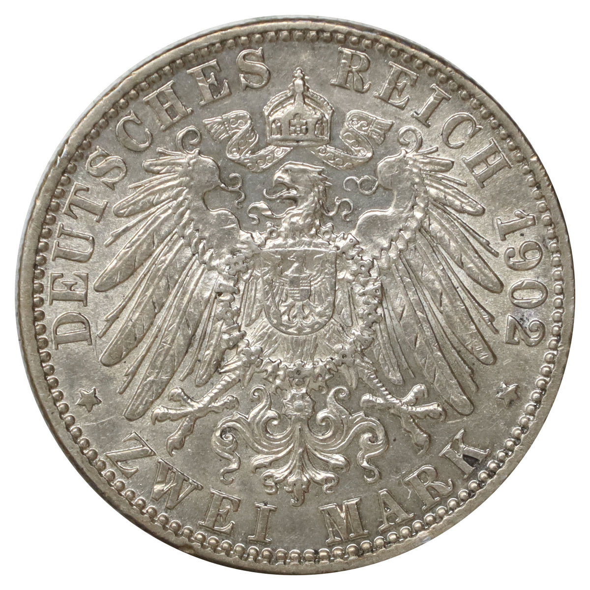 German States 1902G Baden 2 Marks EF-AU (EF45) $