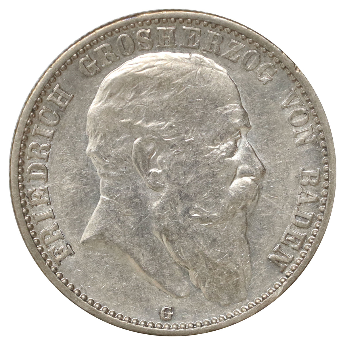 German States 1902G Baden 2 Marks EF-AU (EF45) $