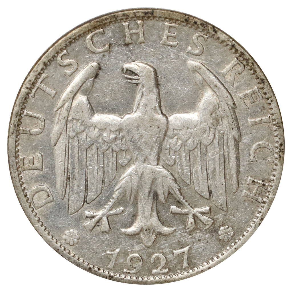 German Weimar Republic 1927A 2 Marks Extra Fine (EF40) $