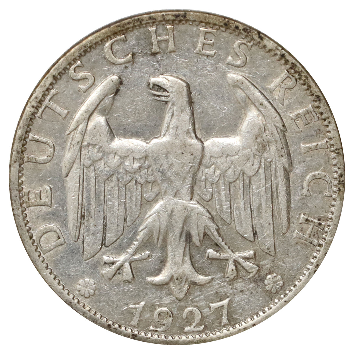 German Weimar Republic 1927A 2 Marks Extra Fine (EF40) $