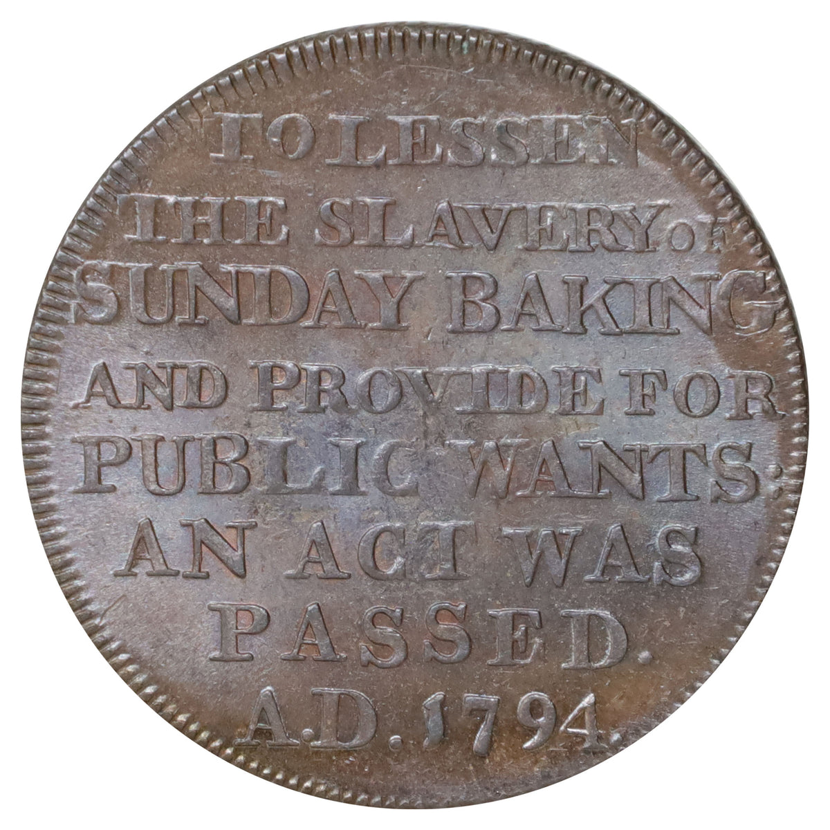 Great Britain 1795 Middlesex Baker's Half Penny Token Brilliant Uncirculated (MS63) L B