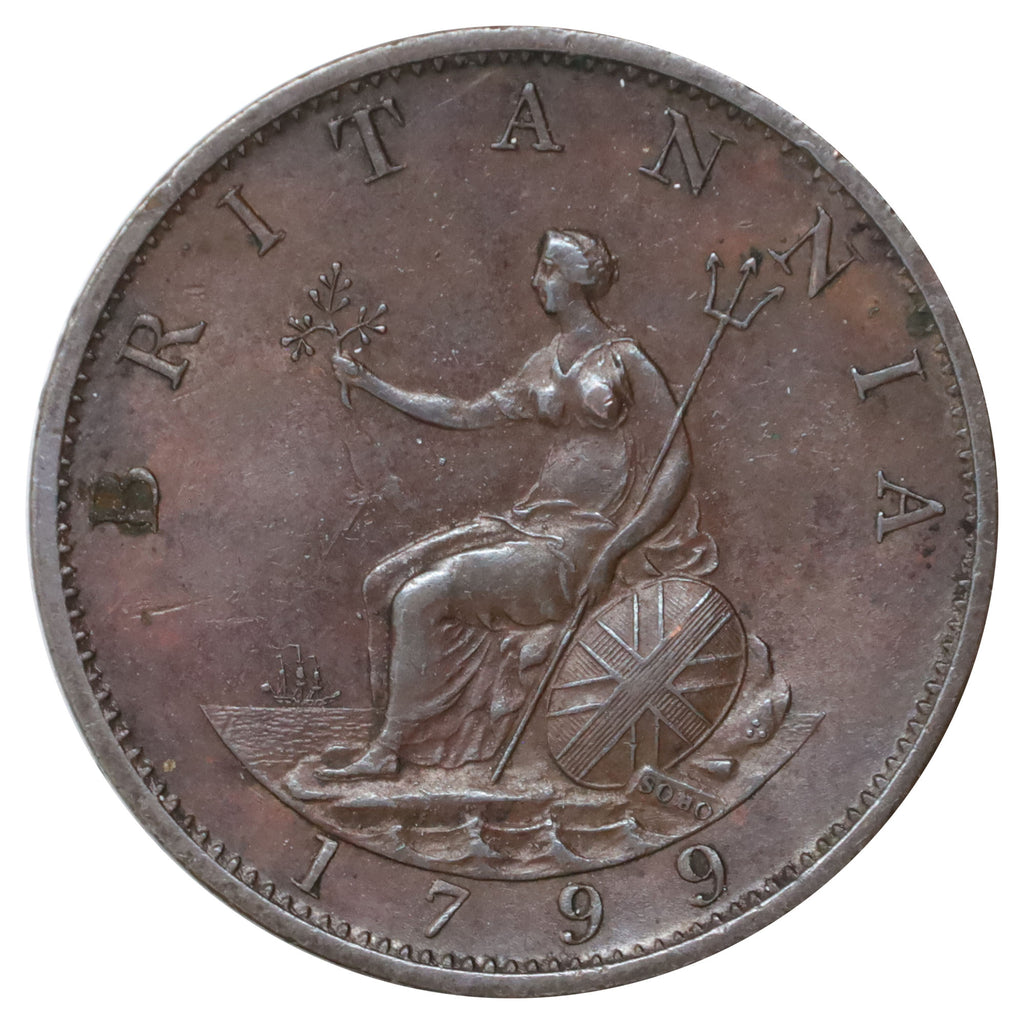 Great Britain 1799 George III 1/2 Penny AU-UNC (AU55) $
