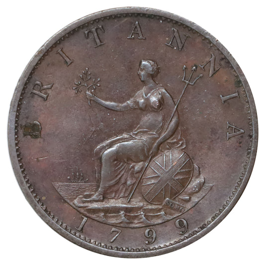 Great Britain 1799 George III 1/2 Penny AU-UNC (AU55) $