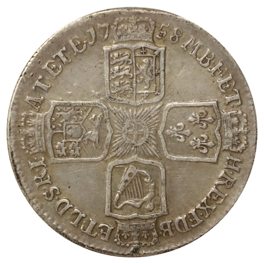 Great Britain 1758 George II Shilling VF-EF (VF30) $