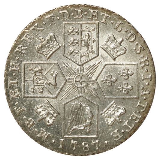 Great Britain 1787 George III No Hearts Shilling Almost Uncirculated (AU50) $