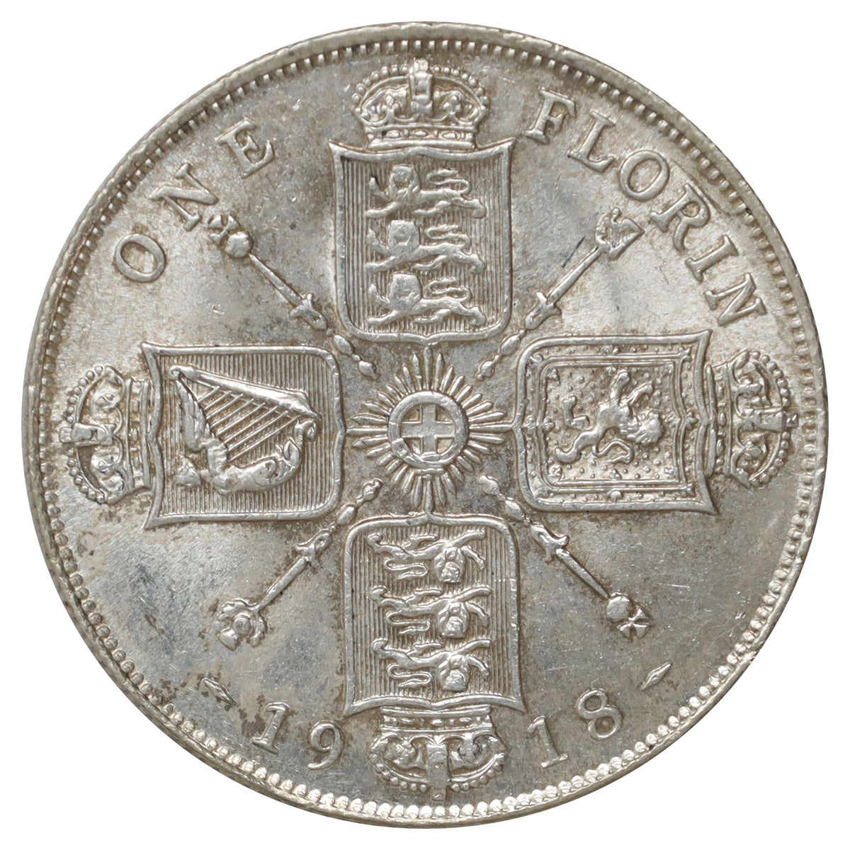 Great Britain 1918 Florin UNC+ (MS62) $