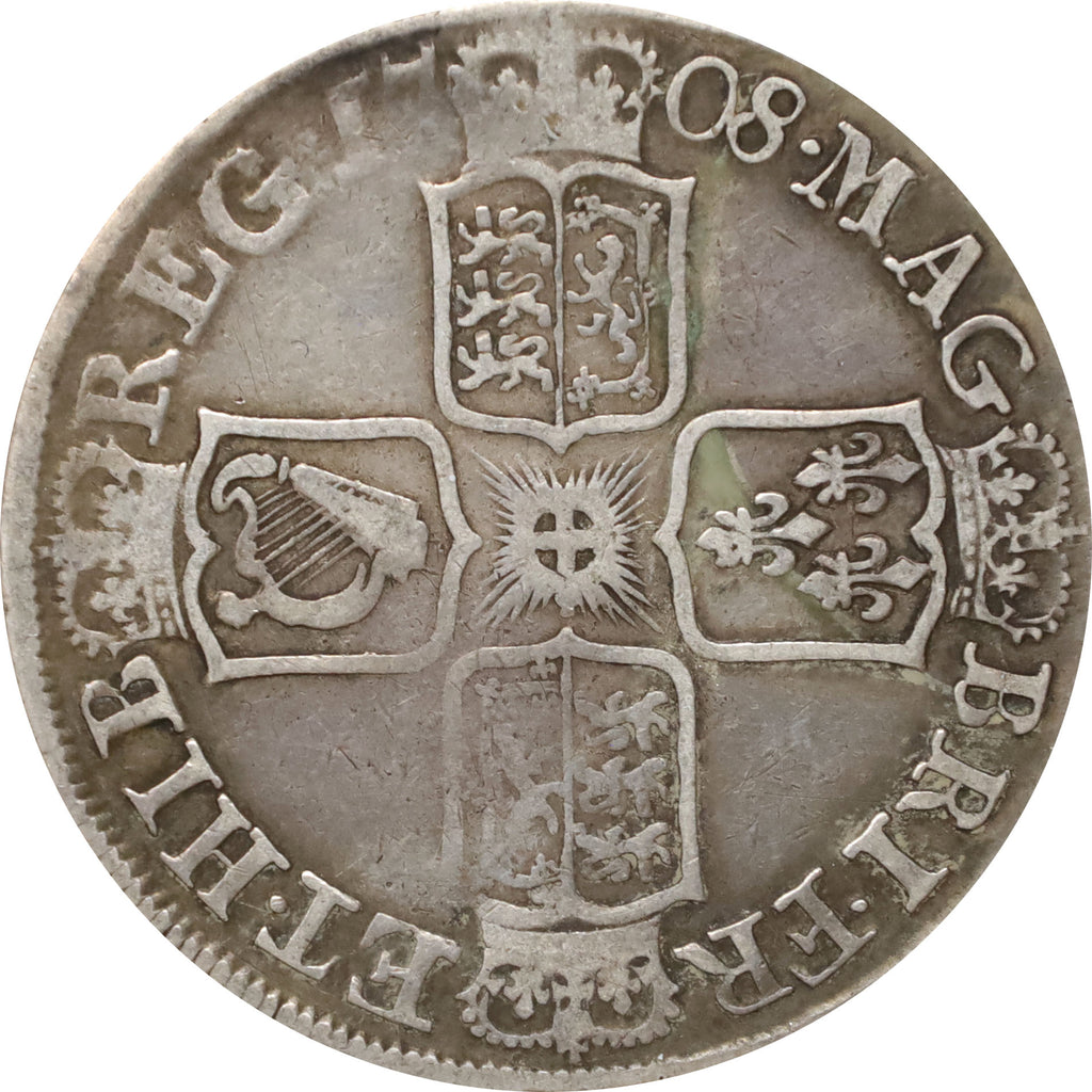 Great Britain 1708E Anne Septimo 1/2 Crown Very Fine (VF20) $