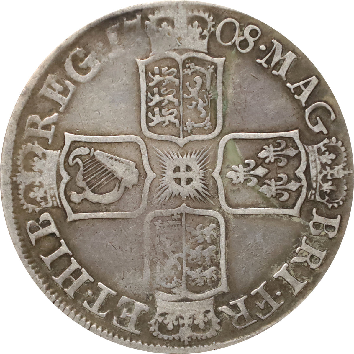 Great Britain 1708E Anne Septimo 1/2 Crown Very Fine (VF20) $
