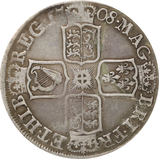 Great Britain 1708E Anne Septimo 1/2 Crown Very Fine (VF20) $