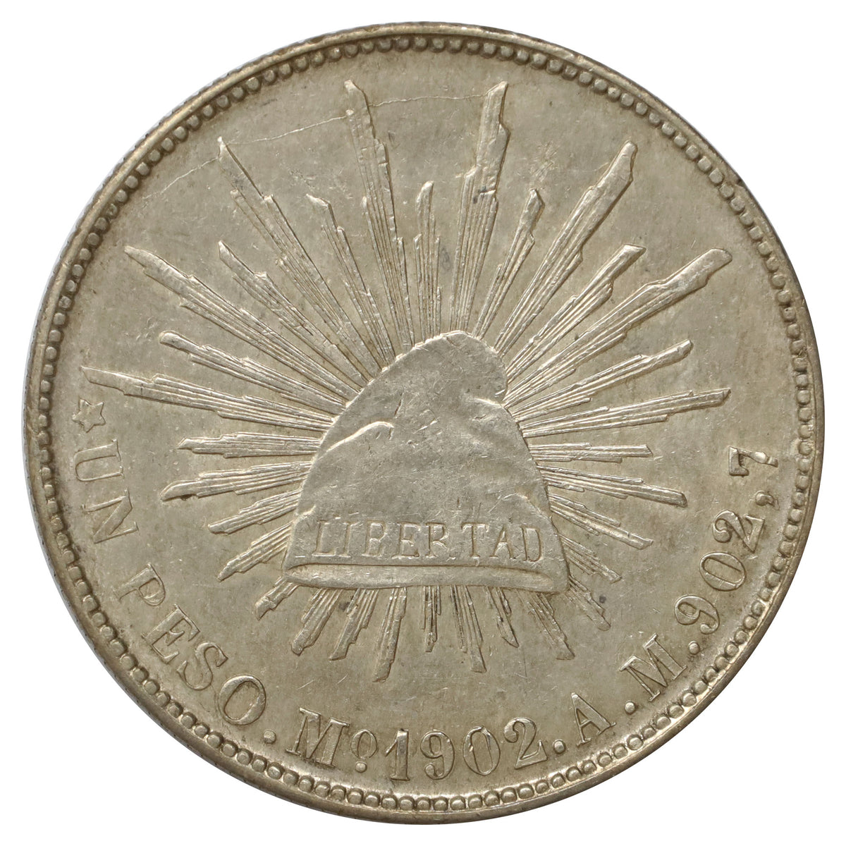Mexico 1902MO Peso AU-UNC (AU55) (L)