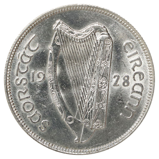 Ireland 1928 1/2 Crown Brilliant Uncirculated (MS63) $