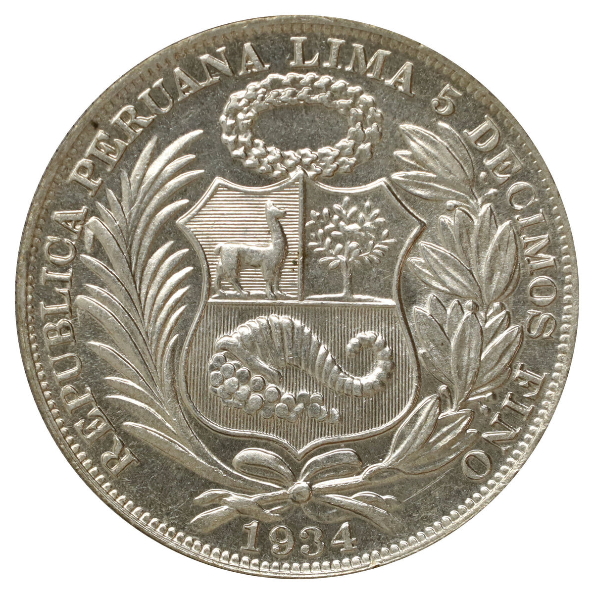 Peru 1934 Un Sol UNC+ (MS62) $