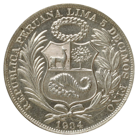 Peru 1934 Un Sol UNC+ (MS62) $