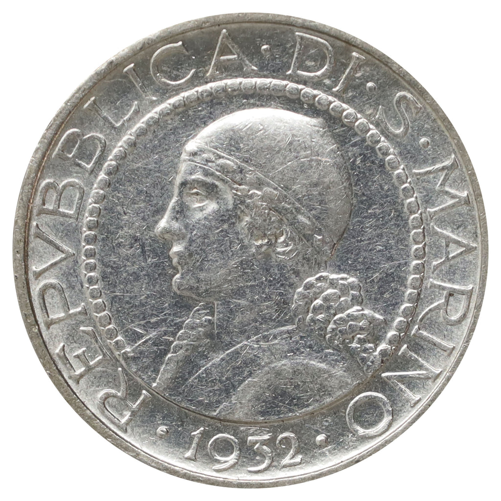 San Marino 1932R 5 Lire AU-UNC (AU55) $