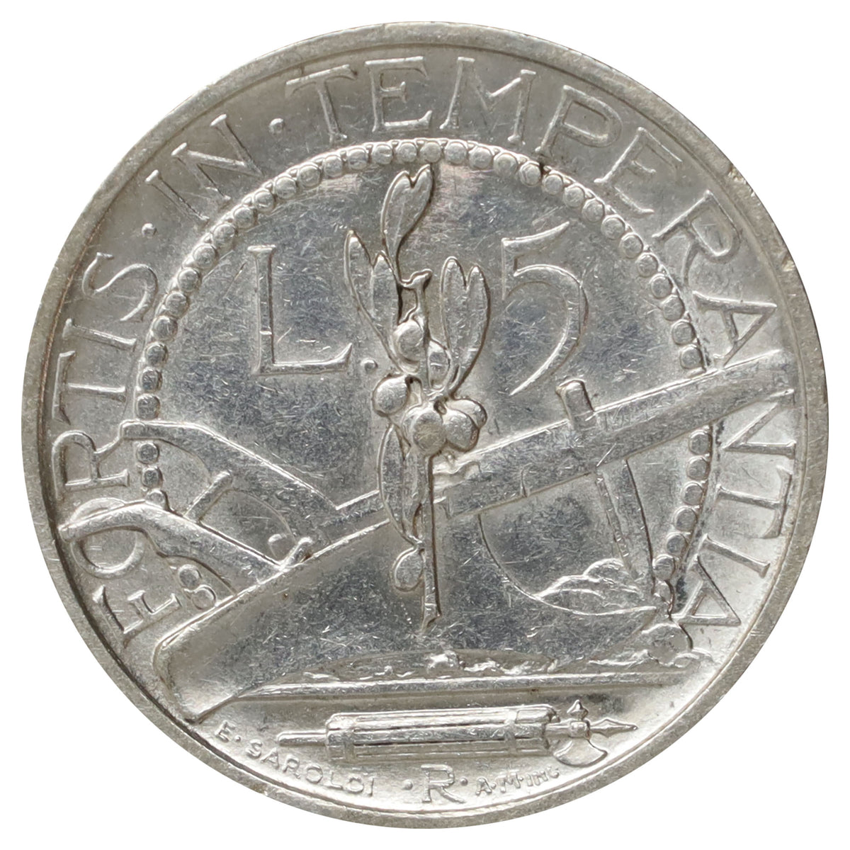San Marino 1932R 5 Lire AU-UNC (AU55) $