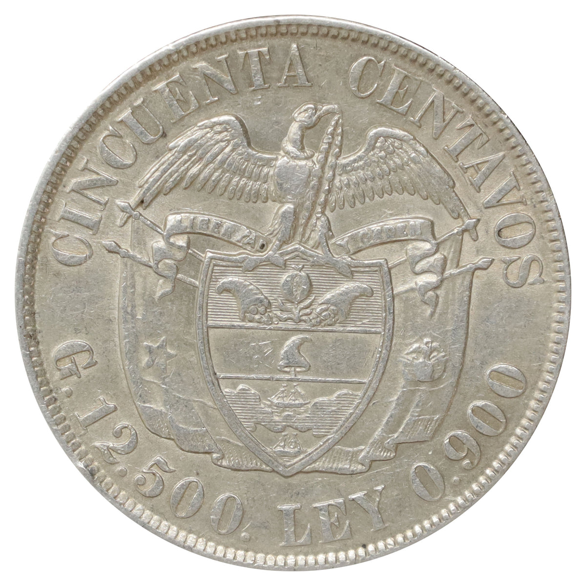 Colombia 1921 50 Centavos EF-AU (EF45)