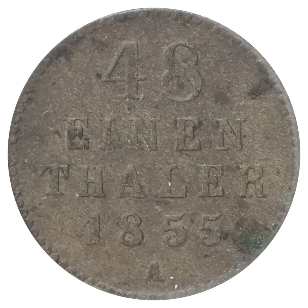 German States 1855A Mecklenburg 1/48 Thaler Fine (F12)