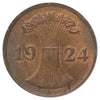 German Weimar Republic 1924A 2 Pfennig AU-UNC (AU55)