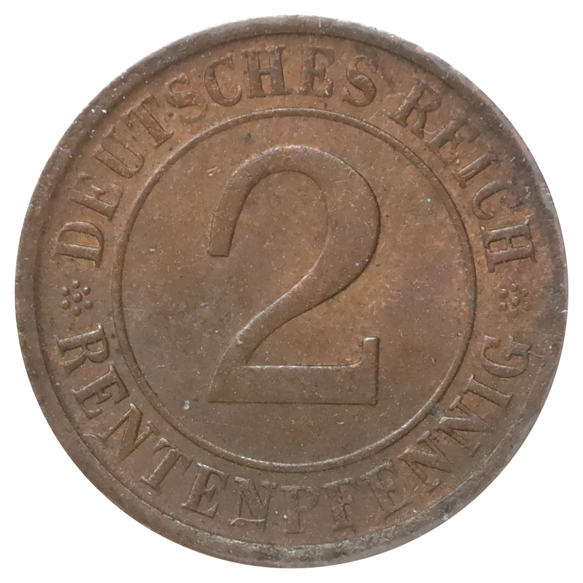 German Weimar Republic 1924A 2 Pfennig AU-UNC (AU55)