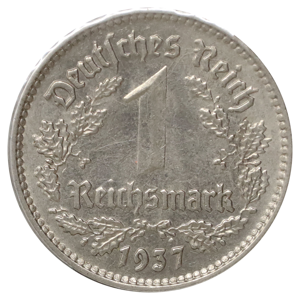 German Third Reich 1937A Mark Almost Uncirculated (AU50)