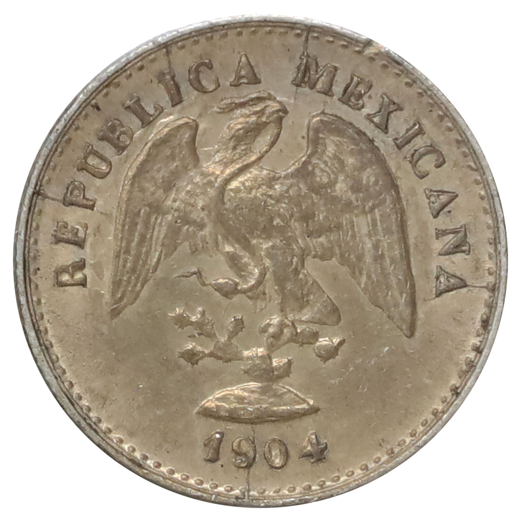 Mexico 1904CnH 5 Centavos Almost Uncirculated (AU50)