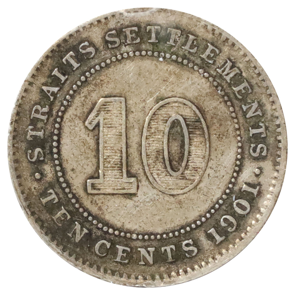 Straits Settlements 1901 10 Cents Very Fine (VF20)