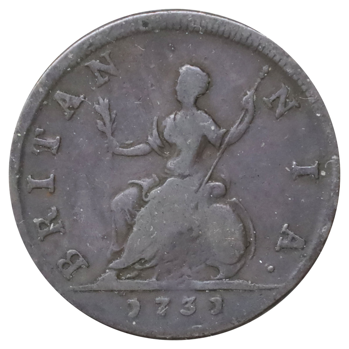 Great Britain 1731 George II Farthing VG-F (VG10)