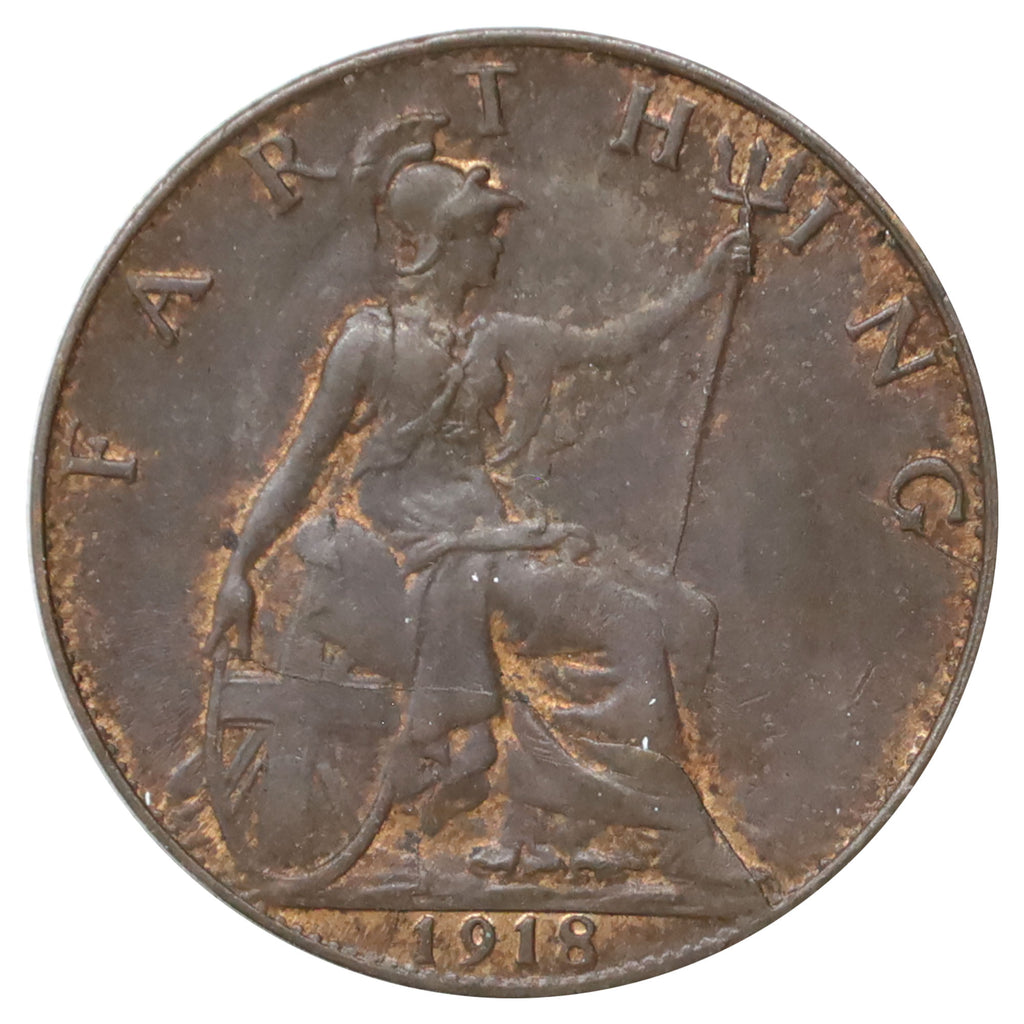 Great Britain 1918 Farthing Almost Uncirculated (AU50)