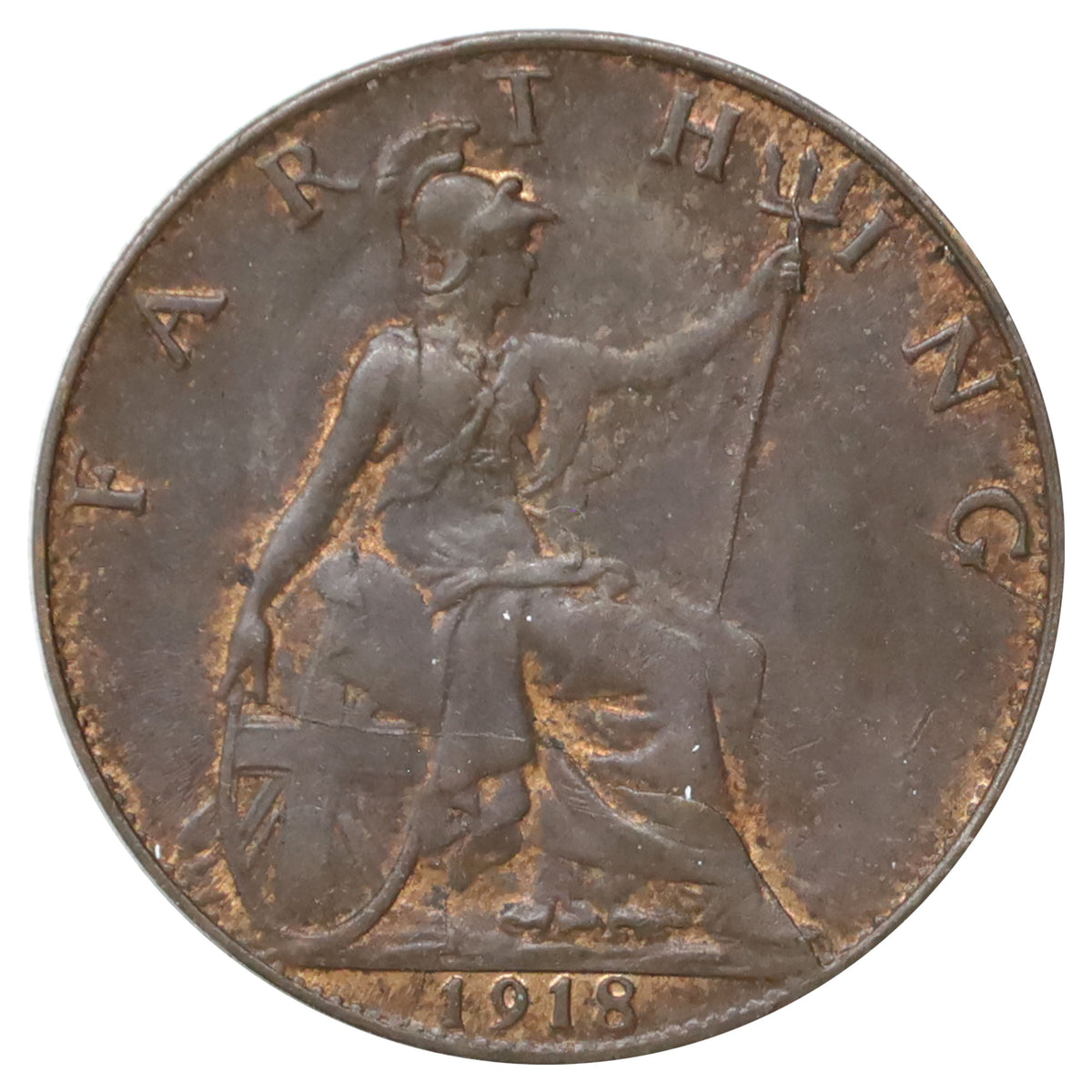 Great Britain 1918 Farthing Almost Uncirculated (AU50)