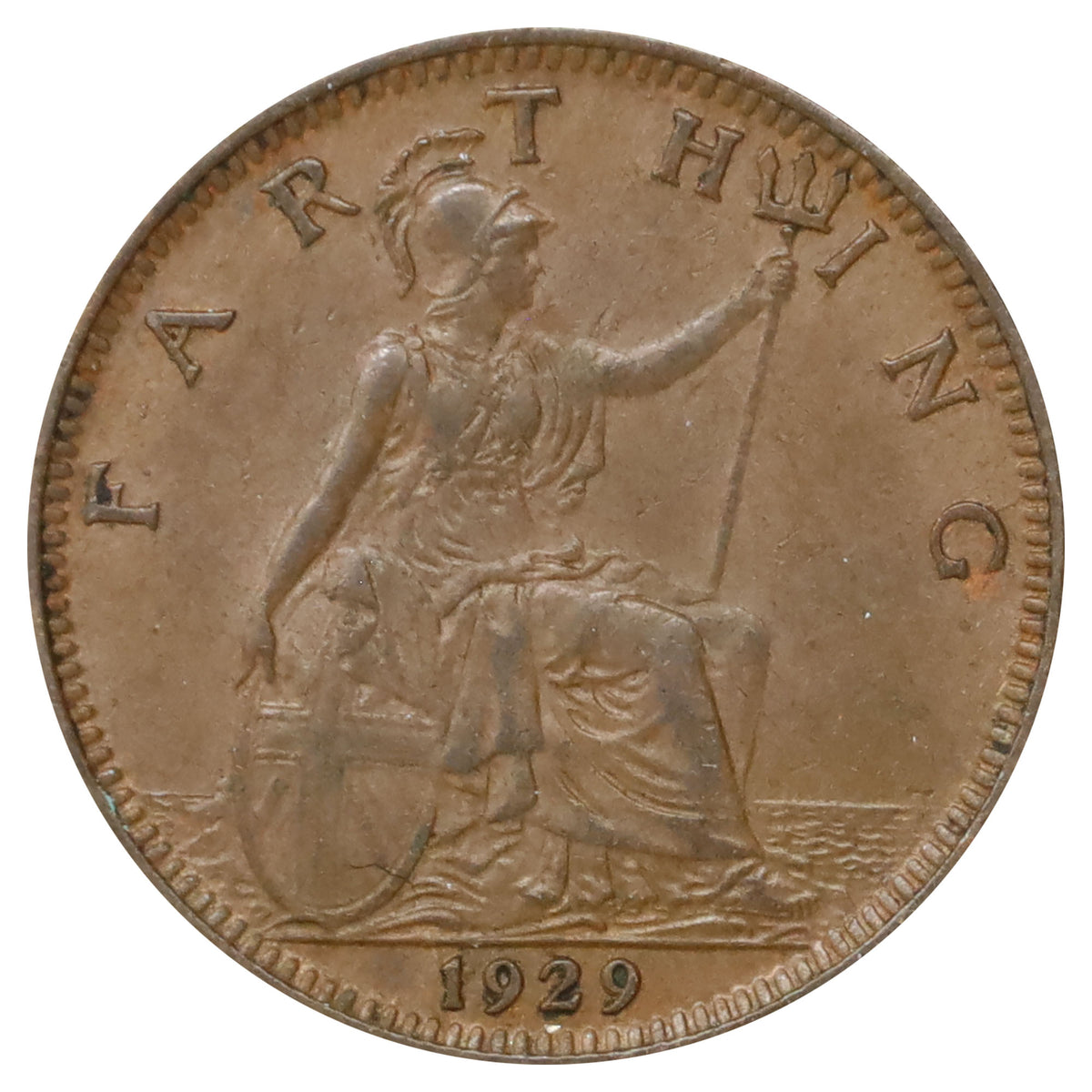 Great Britain 1929 Farthing Almost Uncirculated (AU50)