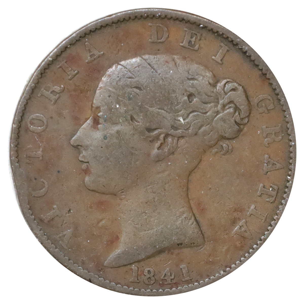 Great Britain 1841 1/2 Penny Fine (F12)