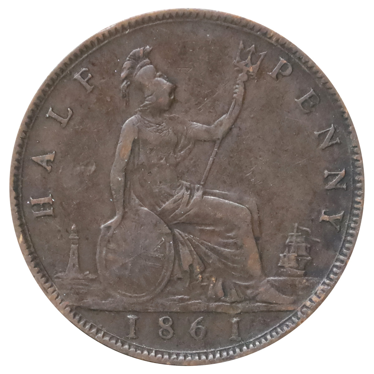 Great Britain 1861 1/2 Penny Very Fine (VF20)