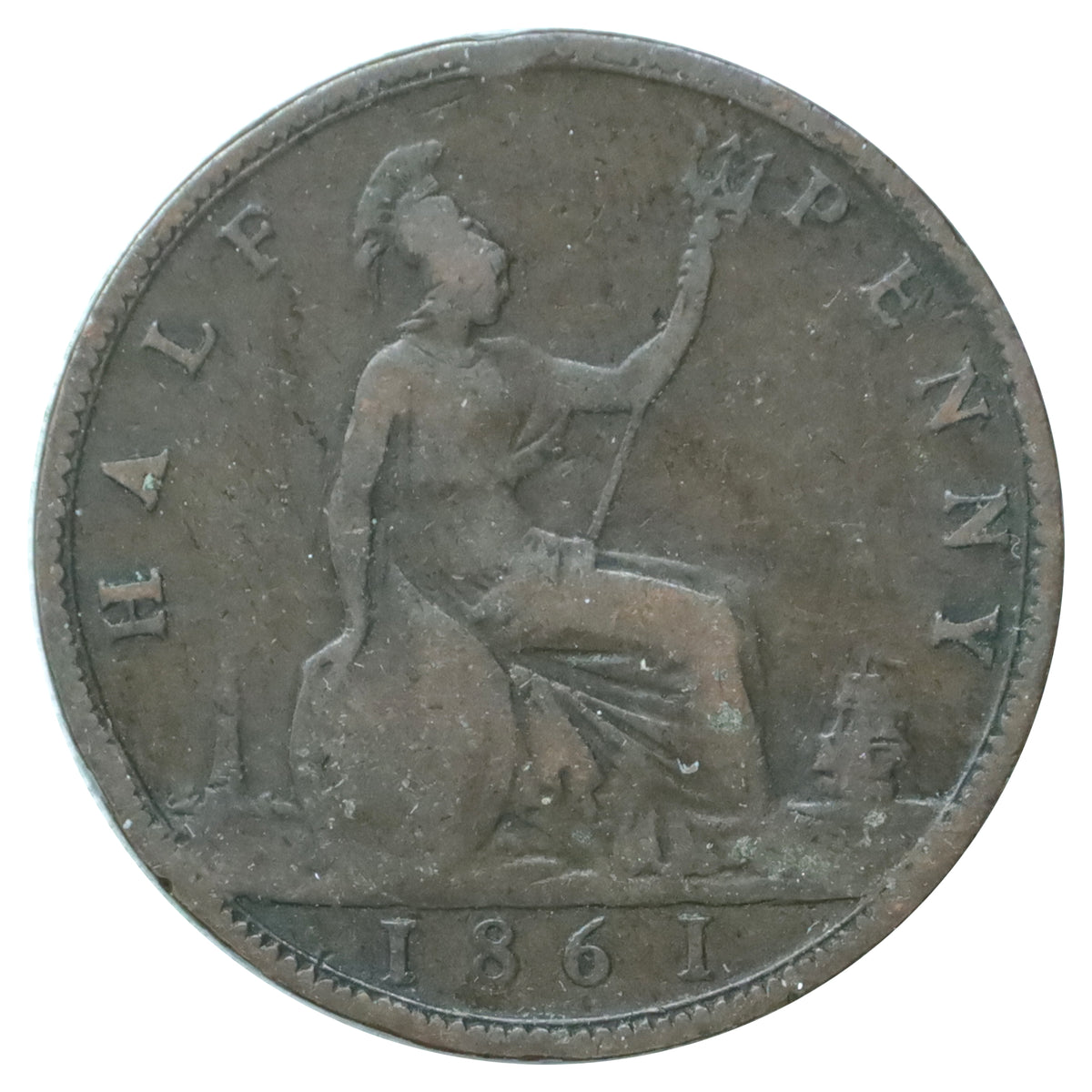 Great Britain 1861 1/2 Penny Very Good (VG8)