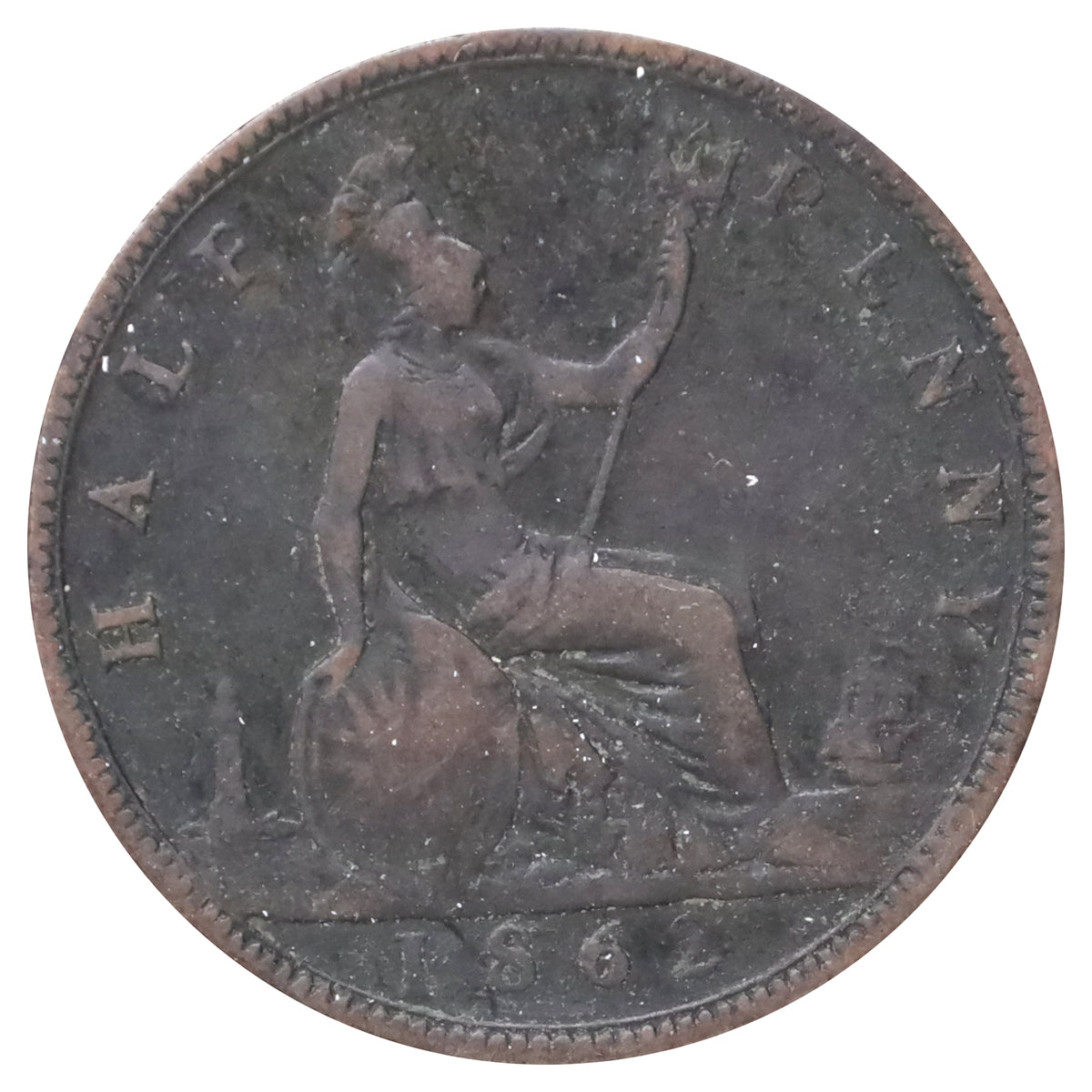 Great Britain 1862 1/2 Penny Fine (F12)