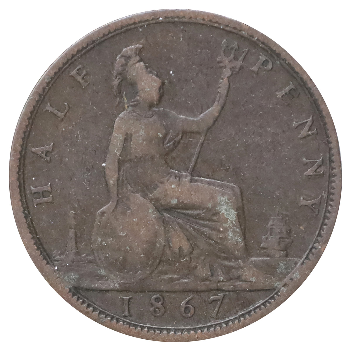 Great Britain 1867 1/2 Penny Very Good (VG8)