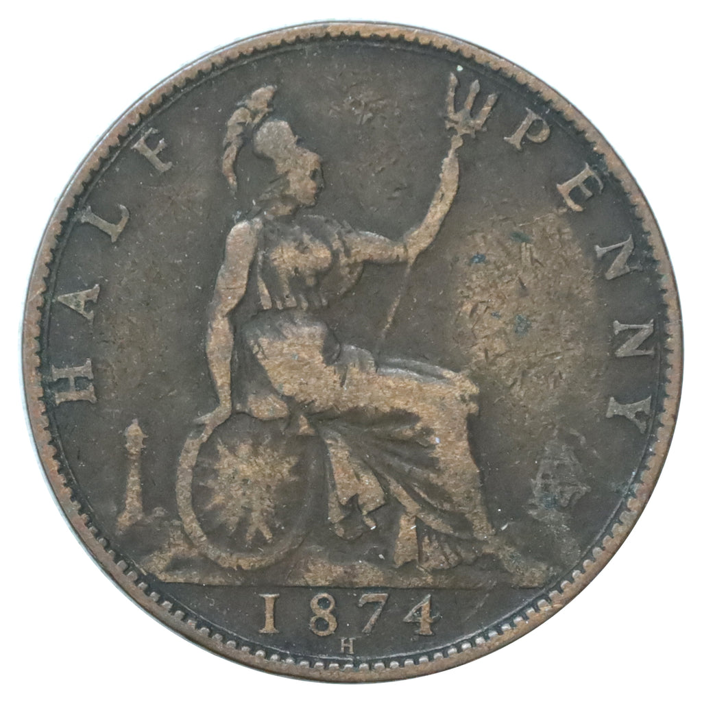 Great Britain 1874H 1/2 Penny Fine (F12)
