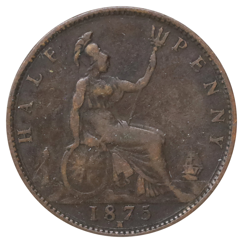 Great Britain 1875H 1/2 Penny Fine (F12)