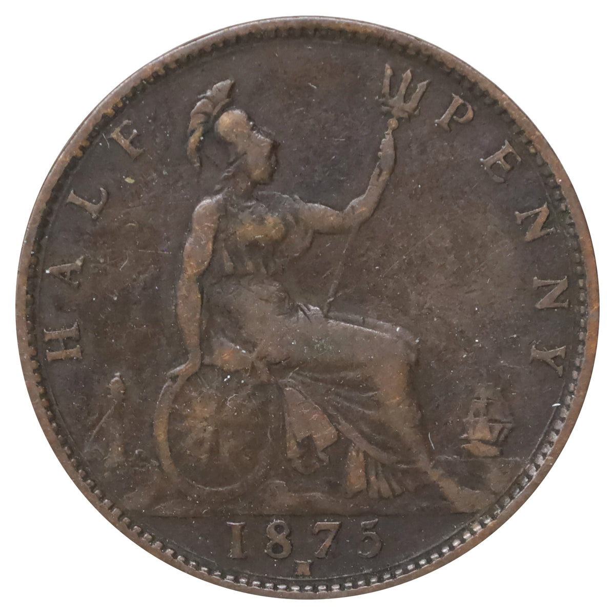 Great Britain 1875H 1/2 Penny Fine (F12)