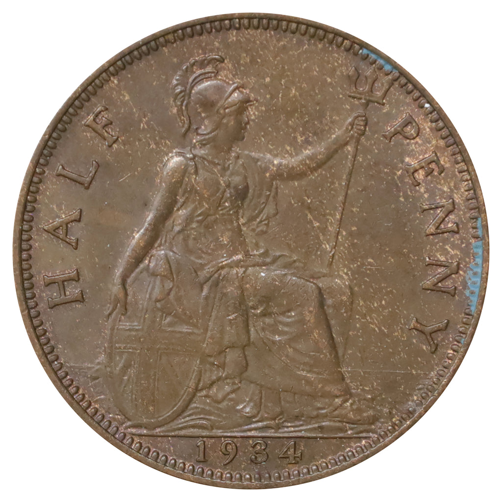 Great Britain 1934 1/2 Penny Almost Uncirculated (AU50)