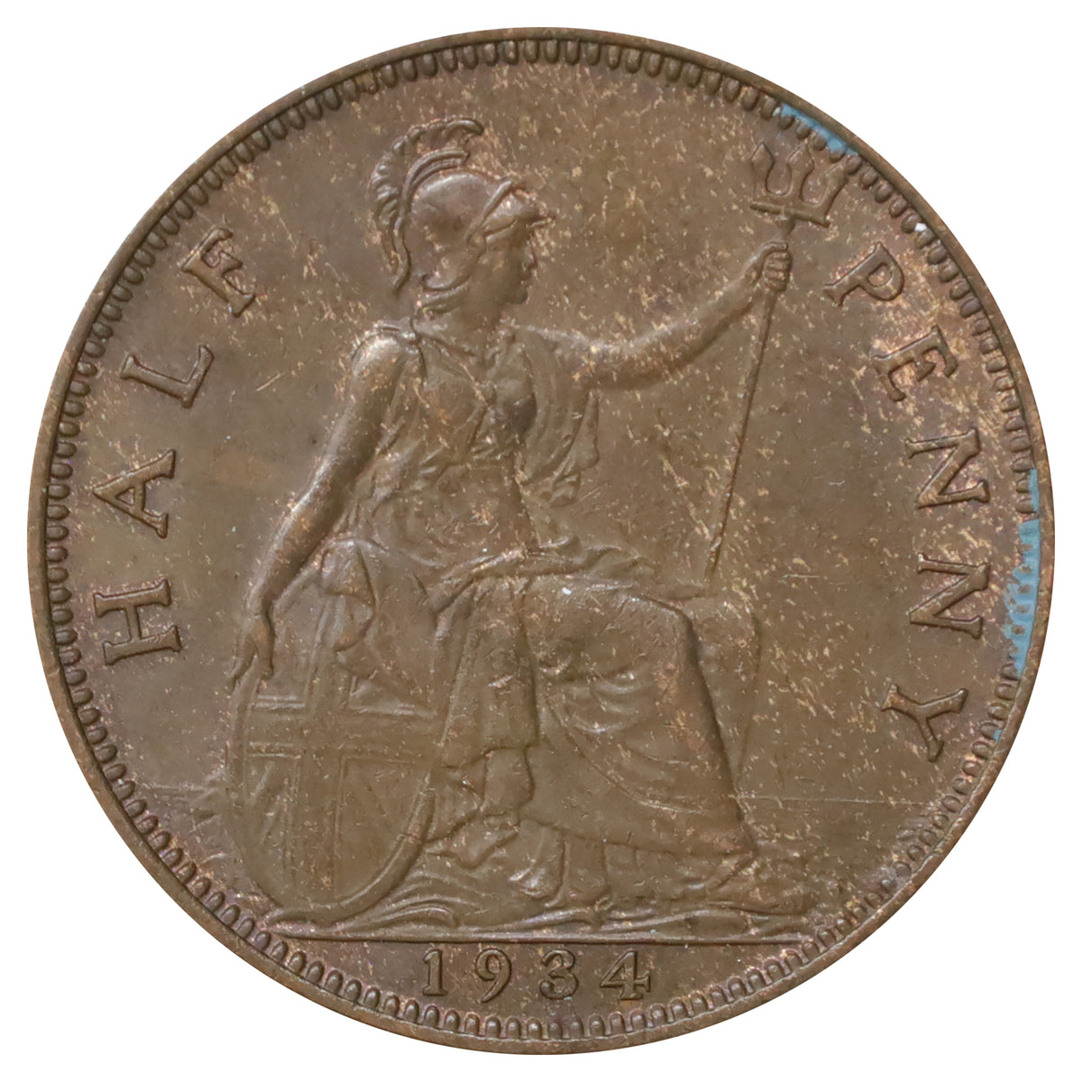 Great Britain 1934 1/2 Penny Almost Uncirculated (AU50)